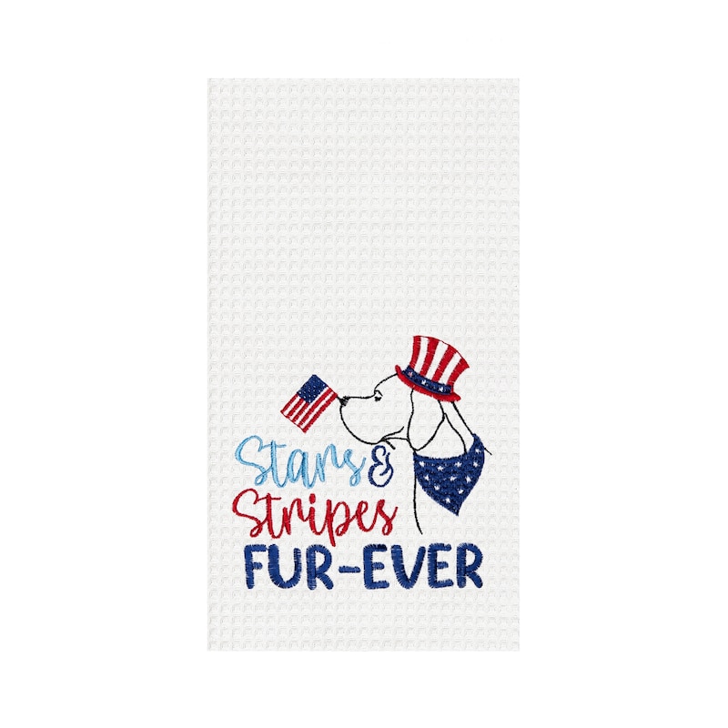 Stars & Stripes Fur-Ever 4th of July Patriotic Dog Kitchen Towel Dishtowel Decoration