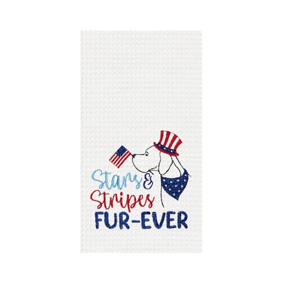 Stars & Stripes Fur-Ever 4th of July Patriotic Dog Kitchen Towel Dishtowel Decoration