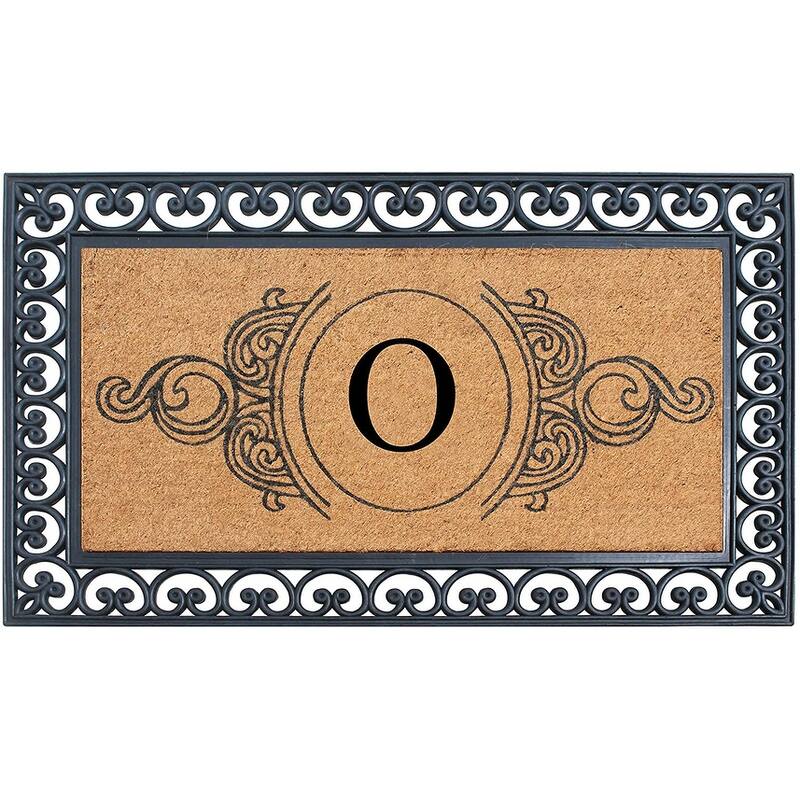 A1HC 30" x 48" Heavy-Duty Rubber & Coir Outdoor Doormat with Copper/Black Border – Large, Non-Slip Backing - O
