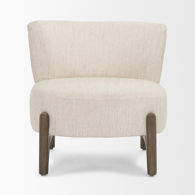 Vyra Dark Brown Wood w/ Cream Fabric Accent Chair - 27.0L x 29.1W x 27.6H