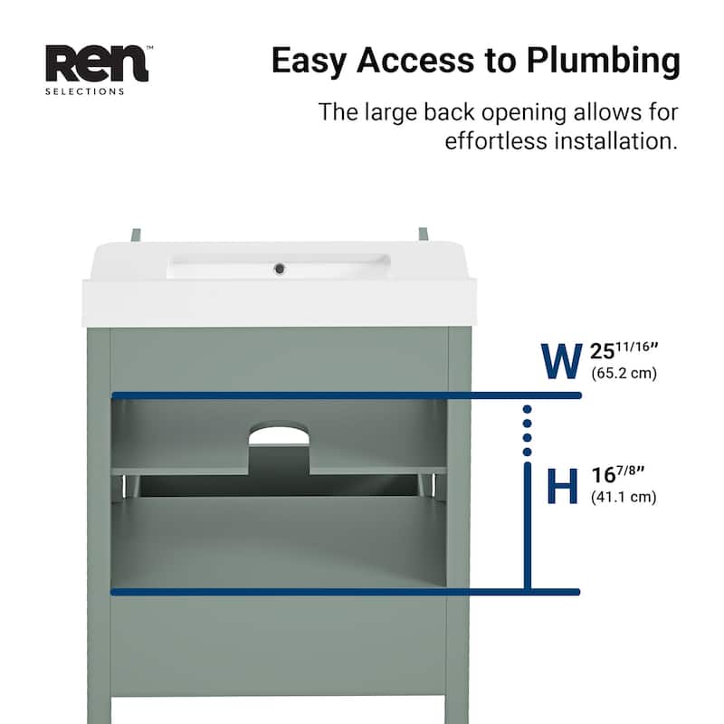 REN Selections Dario Freestanding Bathroom Vanity with Single Sink, Engineered Marble Countertop with Backsplash Included