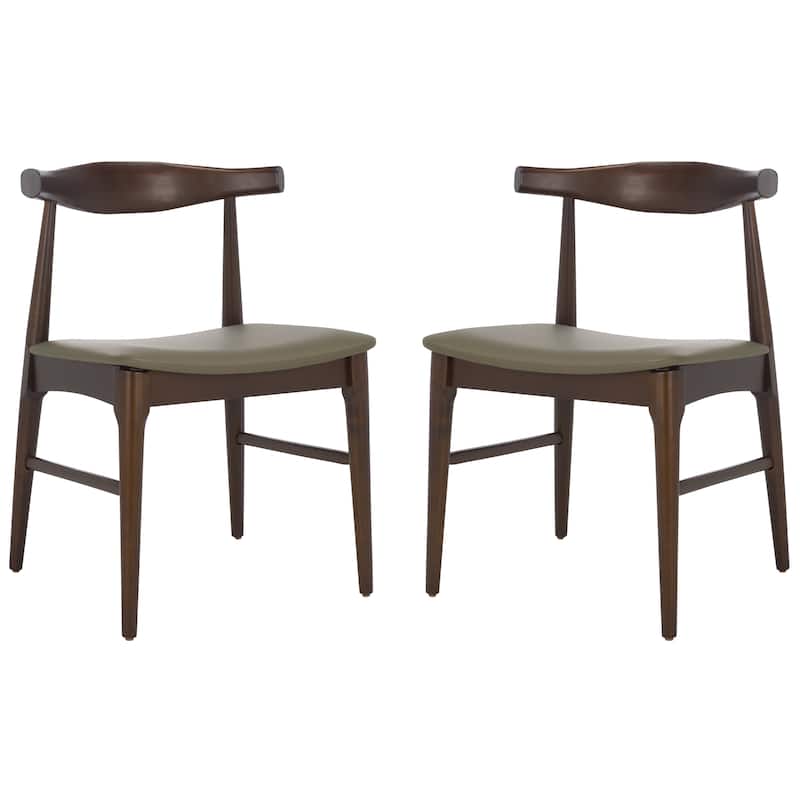 SAFAVIEH HOME Elbow Dining Chair (Set of 2) - 21"W x 19"D x 30"H - Olive/Espresso