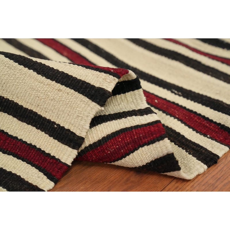 Hand Woven Oriental 100% Wool Carpet Southwestern Geometric Multi-Colored Kilim Area Rug - 8' 0'' X 4' 11''