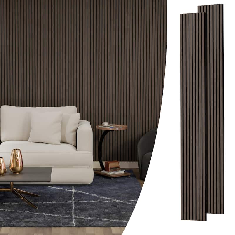 Acoustic Soundproof Slat Wall Panels 3D Decorative Wall Paneling - Walnut - 94.5"x12"-4PCS