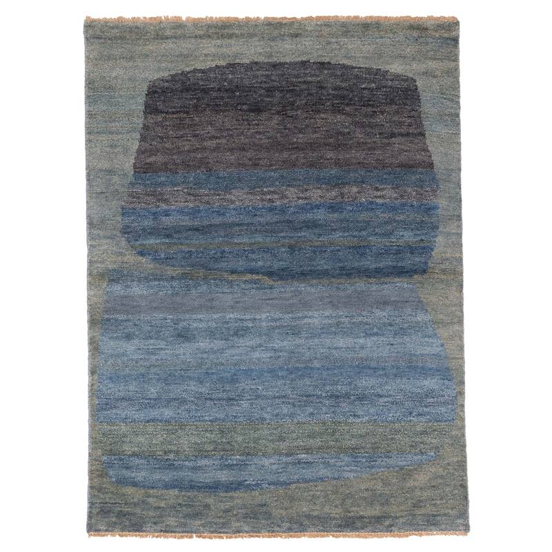 ECARPETGALLERY Hand-knotted Pak Finest Gabbeh Blue Wool Rug - 4'5 x 6'3