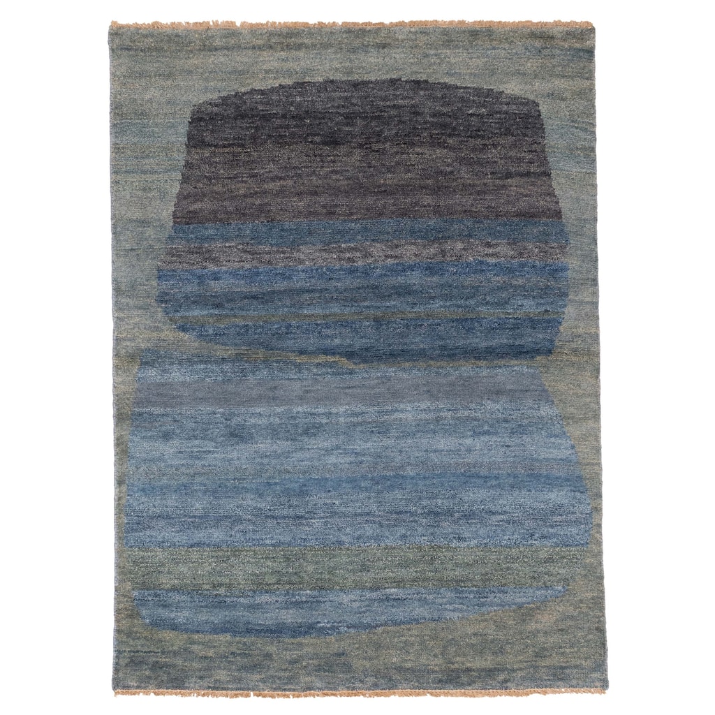 ECARPETGALLERY Hand-knotted Pak Finest Gabbeh Blue Wool Rug - 4'5 x 6'3