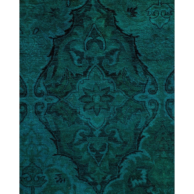Overton Hand Knotted Wool Vintage Inspired Modern Contemporary Overdyed Blue Area Rug - 4' 1" x 5' 7"