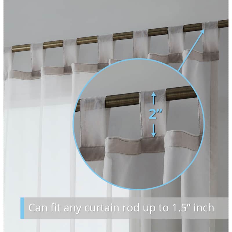HLC.me Sheer Voile Tab Top Window Curtain Panels for Living room & Bedroom, Set of 2 panels