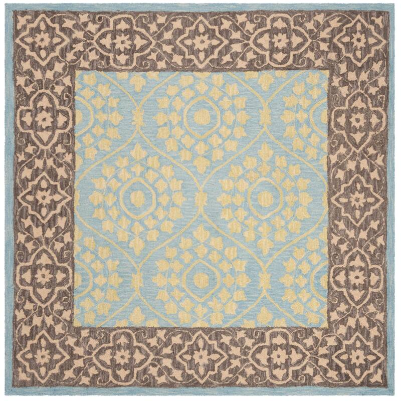 SAFAVIEH Handmade Suzani Fatima Boho Tribal Wool Rug - 5' Square - Chocolate/Yellow