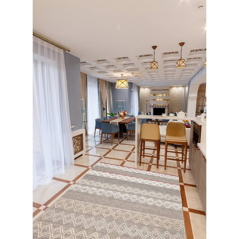 ECARPETGALLERY Braid weave Sienna Grey Wool Rug - 5'0 x 8'3