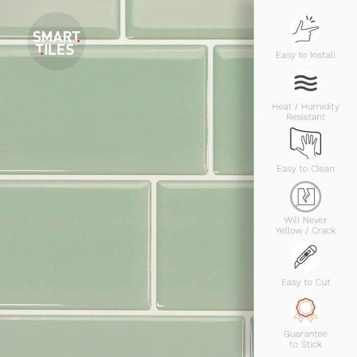 Smart Tiles Self Adhesive Wall Tiles - Metro Lucas - 4 Sheets of 11.56'' x 8.38'' Kitchen and Bathroom Stick on Tiles