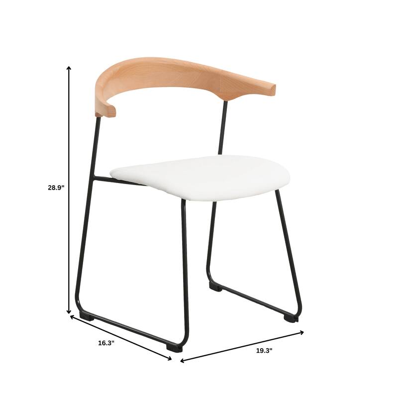 Dining Chair in Leather with Beech Back and Iron Legs Set of 2