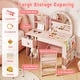 preview thumbnail 17 of 16, Gymax Kids Vanity Desk w/ Lights Open Bookshelf Storage Drawer