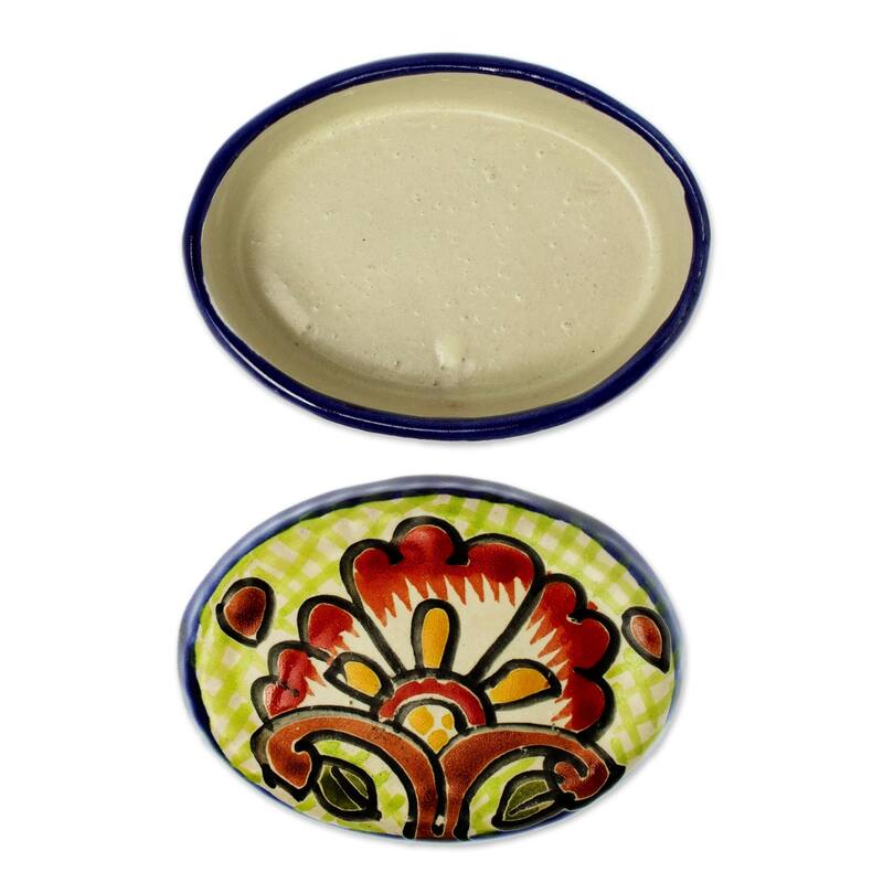 Novica Handmade Hidalgo Bouquet Ceramic Cotton Bud Jar - Multi