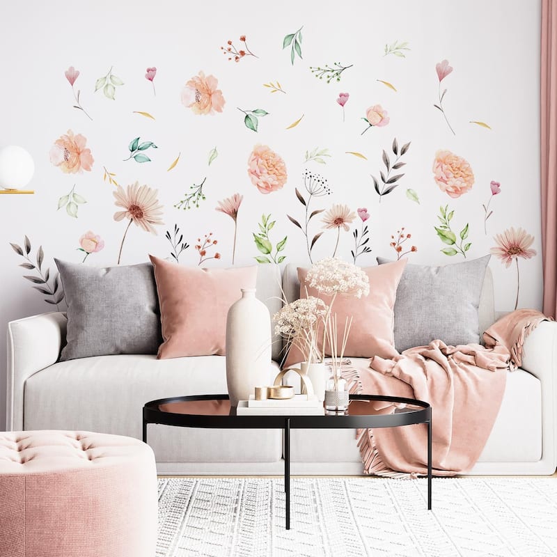 Walplus Wall Sticker Colorful Large Magnolia Flower Art Decal Home Decor - 1 pack - Pastel Watercolour Flowers