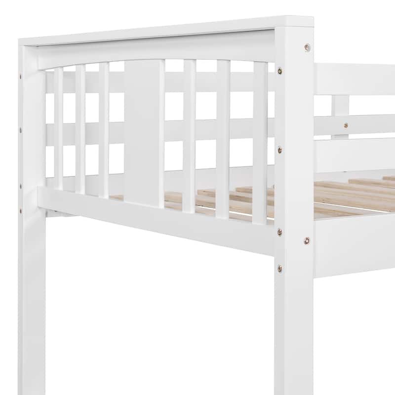 Twin Over Twin Bunk Bed with Ladder,White79.9" L x 41.3" W x 51.2"H