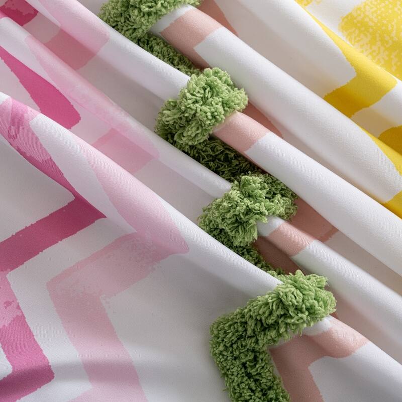 WHOLINENS Microfiber Foil Printing Tufted Comforter Set 3 Pieces