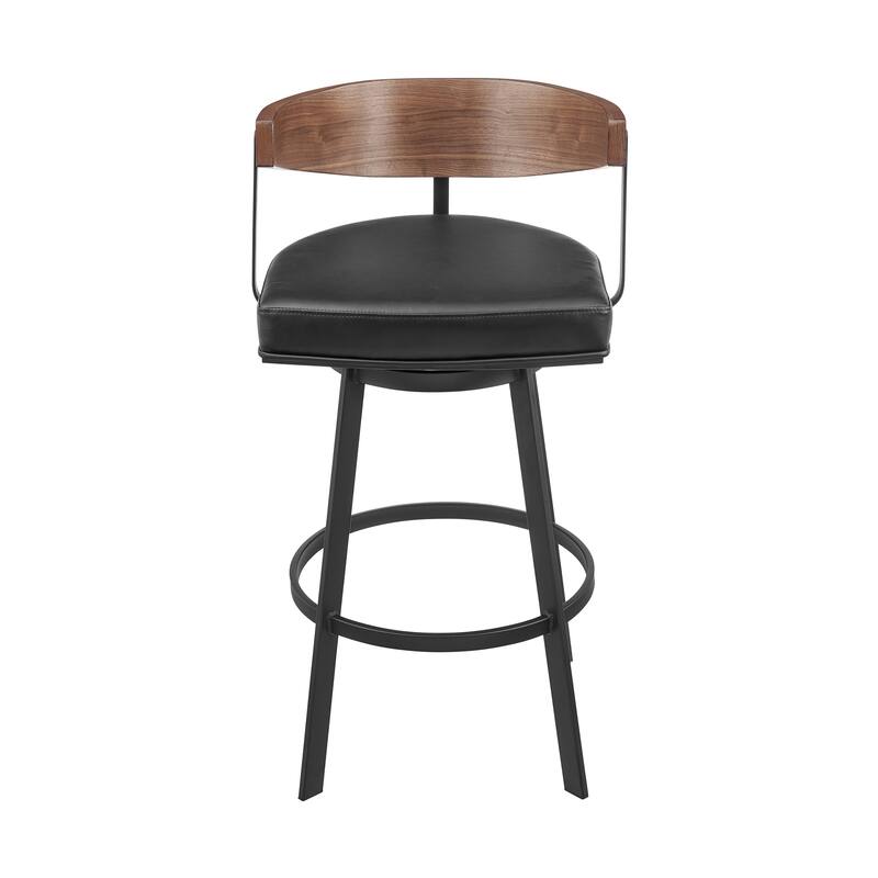 Lacey Mid-Century Swivel Bar Stool, Upholstered Counter Height Chair with Iron Frame