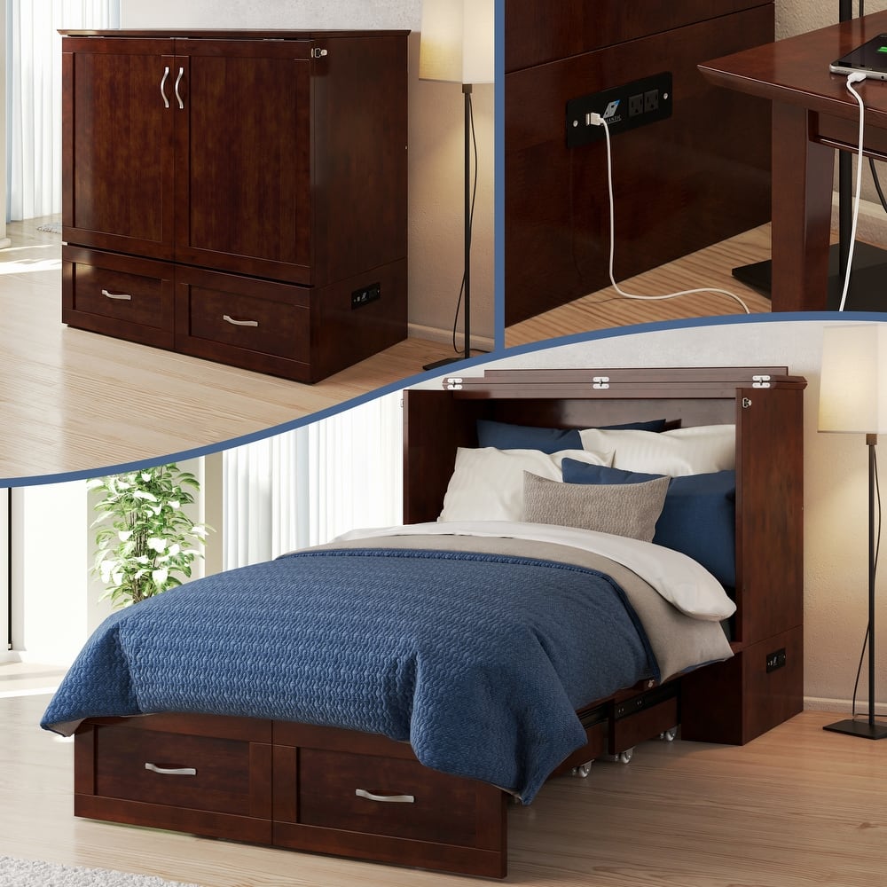 Hamilton Murphy Bed Chest with Mattress and Storage Drawer