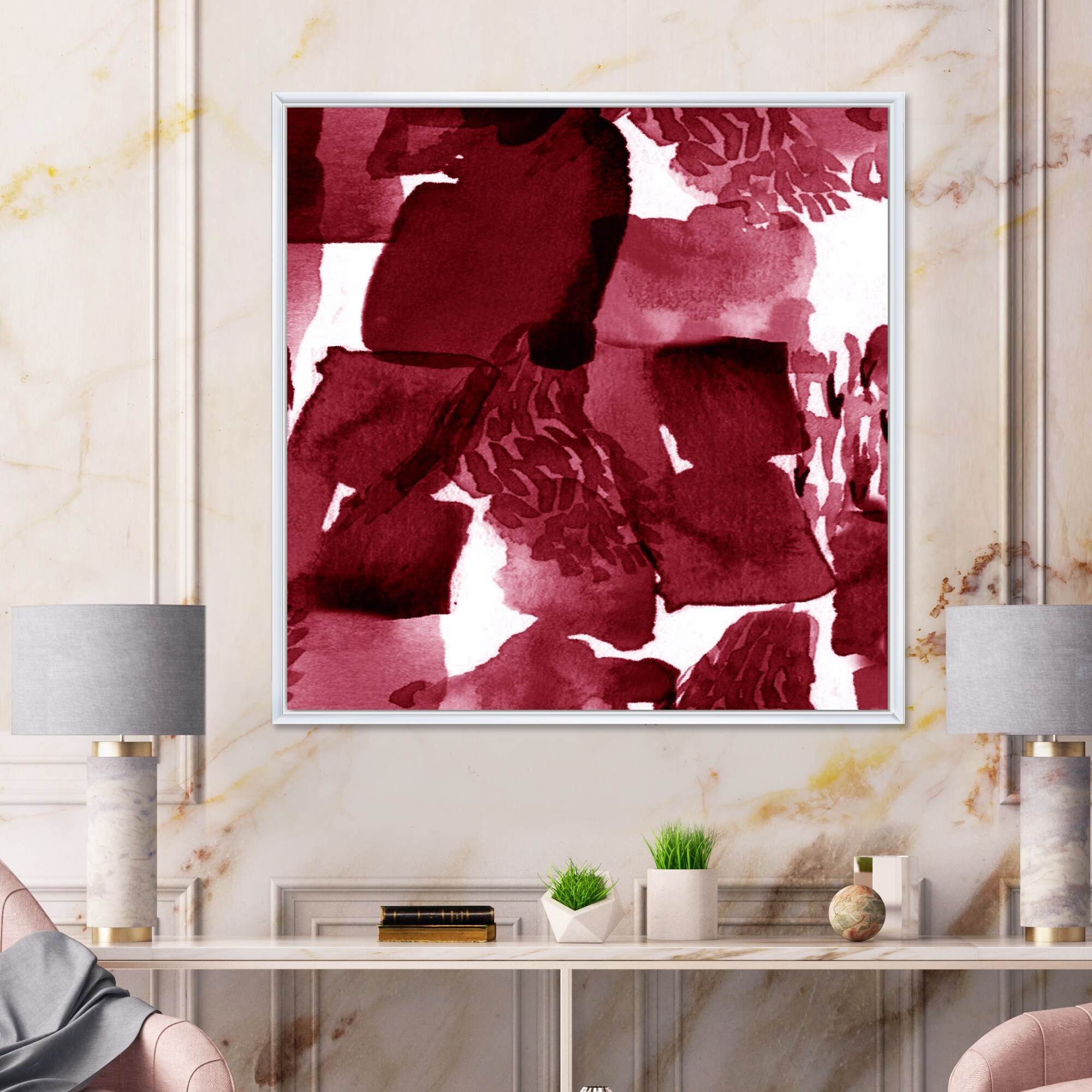 burgundy abstract wall art