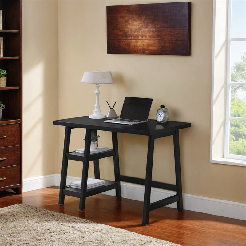 Contemporary Wood Writing Desk with Storage