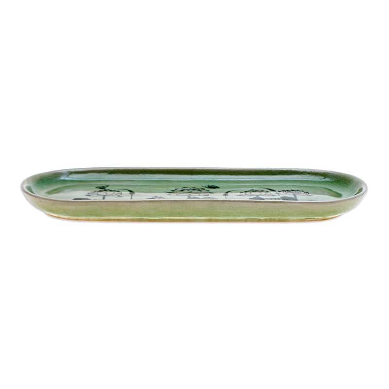 Novica Handmade Celadon Ceramic Tray