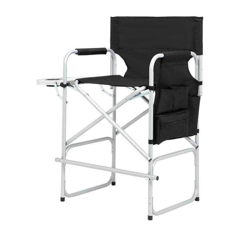 Iron Round Pipe Makeup Chair without Carrying Bag - Black - Black