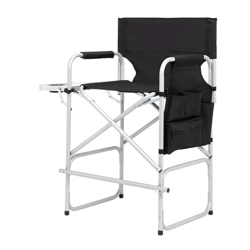 Iron Round Pipe Makeup Chair without Carrying Bag - Black