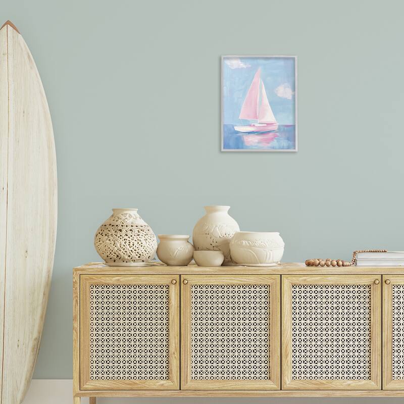 Stupell Muted Pink Sailboat Framed Giclee Art Design By Arlington Prints