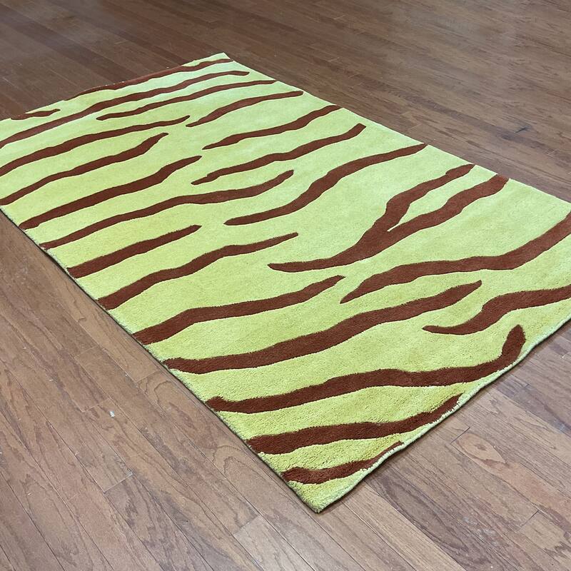 HERAT ORIENTAL Handmade Zebra Stripe Wool Rug
