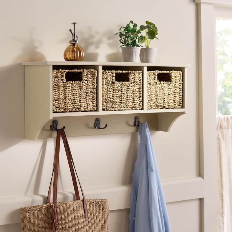 SAFAVIEH Jemina Black Hanging 3-Basket Wall Rack - 28" x 7.8" x 12" - 28"W x 8"D x 12"H - Sand