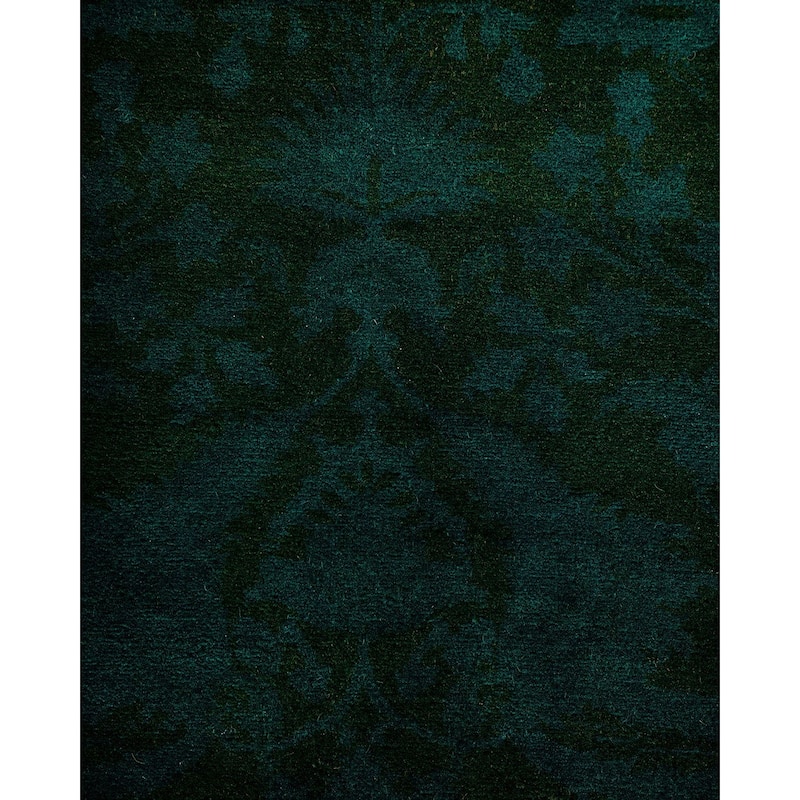 Overton Hand Knotted Wool Vintage Inspired Modern Contemporary Overdyed Green Area Rug - 9' 3" x 11' 10"