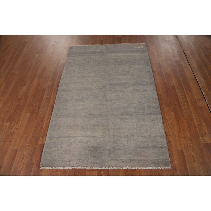 Gray Modern Gabbeh Oriental Foyer Rug Hand-Knotted Wool Carpet - 3'3"x 4'11"