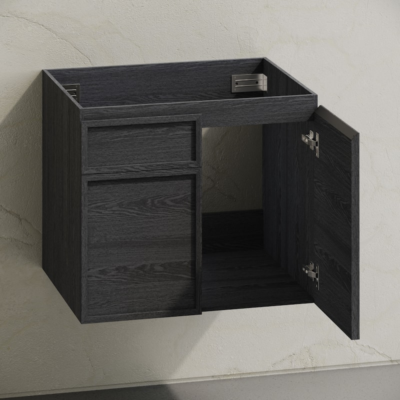 St. Tropez 24" Wall-Mounted Bathroom Vanity Cabinet Without Top In Black Oak - 24
