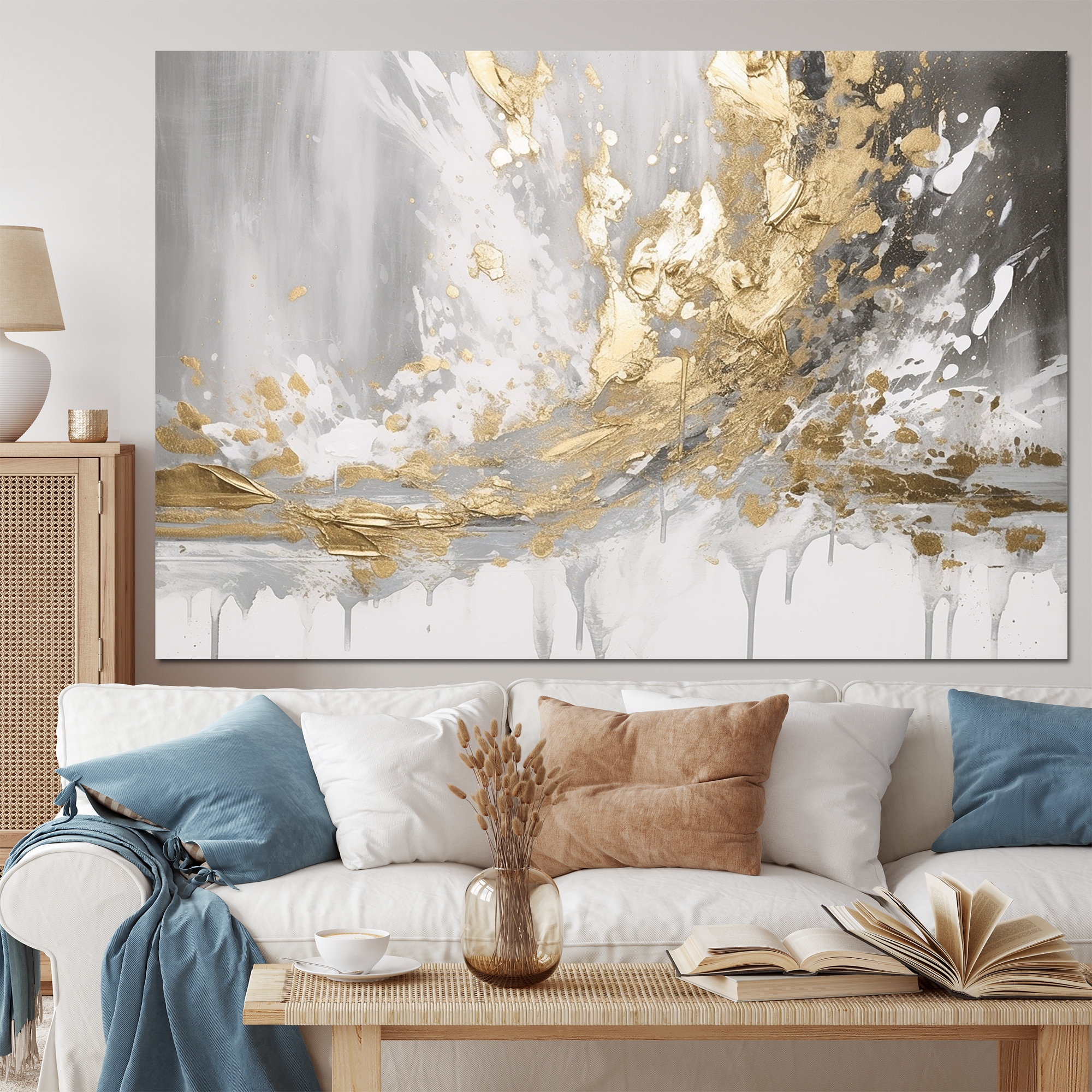 White and gold wall art discount