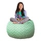 preview thumbnail 76 of 192, Kids' Stuffed Animal Storage Bean Bag Chair Cover or Toy Organizer 38 Inches Large - Pattern Chevron Green and White