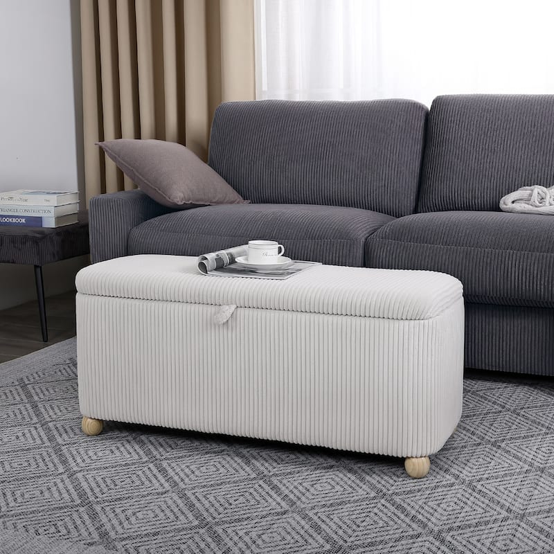 Adeco Storage Ottoman End of Bed Bedroom Entryway Bench