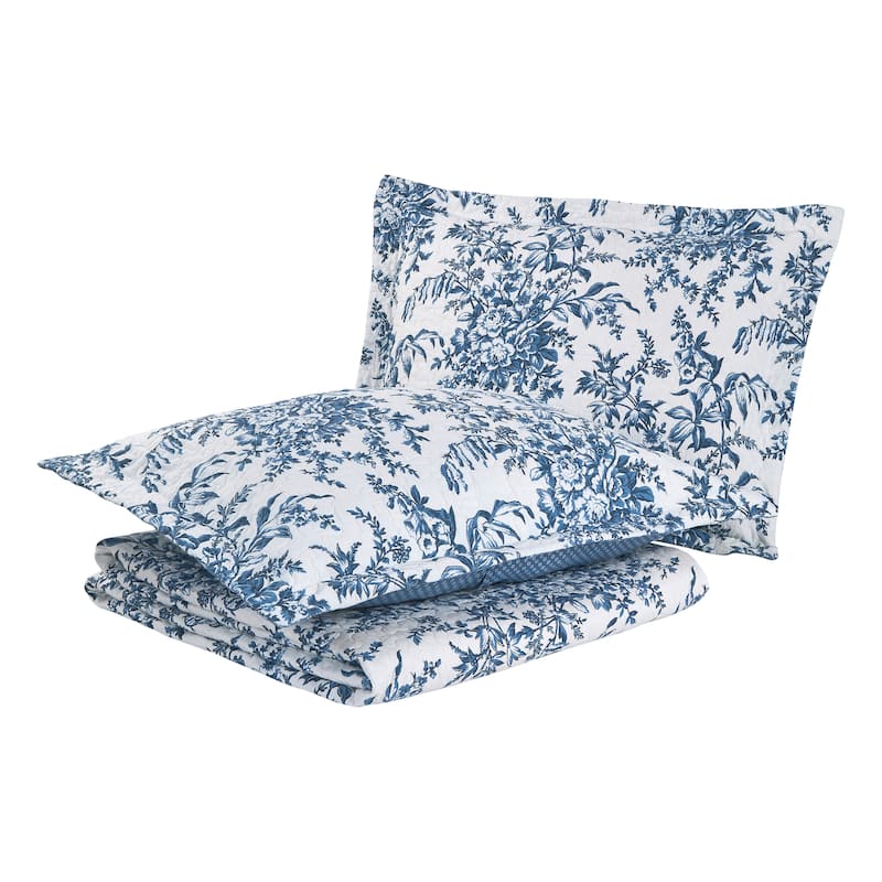 Laura Ashley Bedford Cotton Reversible Quilt Set