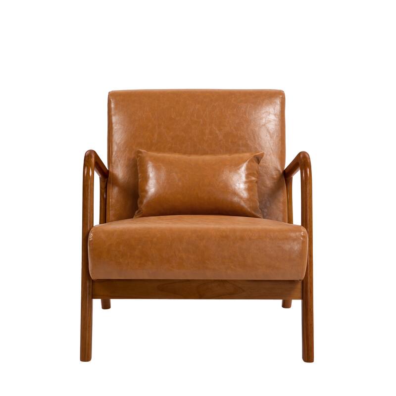 Mid Century Solid Wood Upholstered Accent Chair