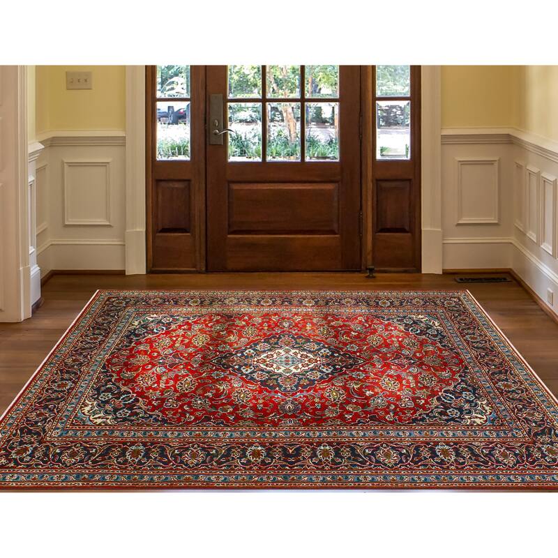 Fine Vintage Distressed Ernie Red/Navy Rug - 6'5" x 9'4"