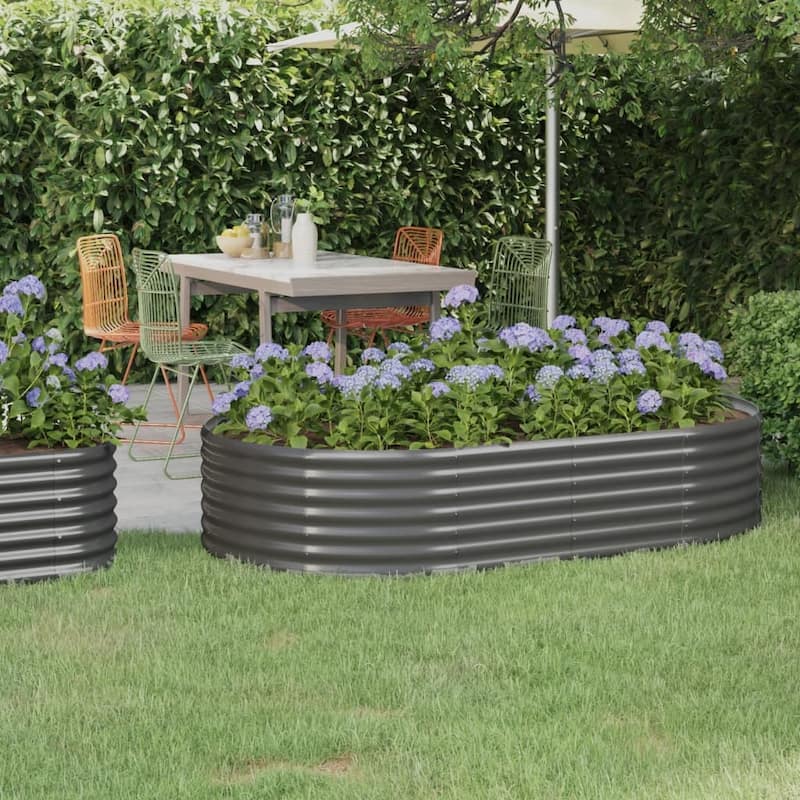vidaXL Garden Raised Bed Patio Outdoor Raised Planter Box Powder-coated Steel - 68.9" x 39.4" x 14.2"