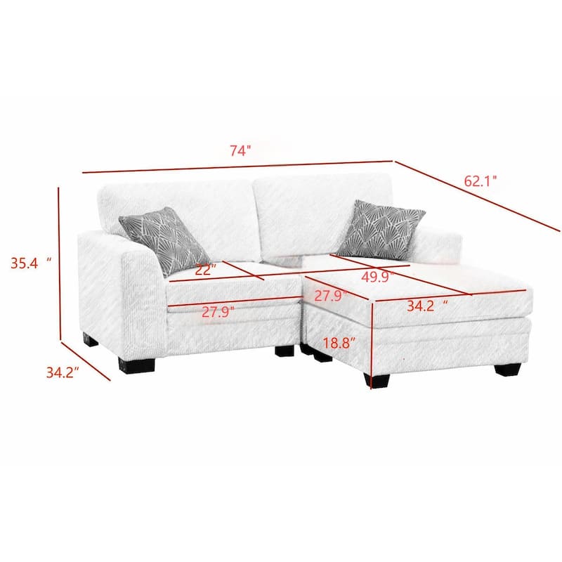 3 PCS Corduroy Flexible Combination Sectional Sofa
