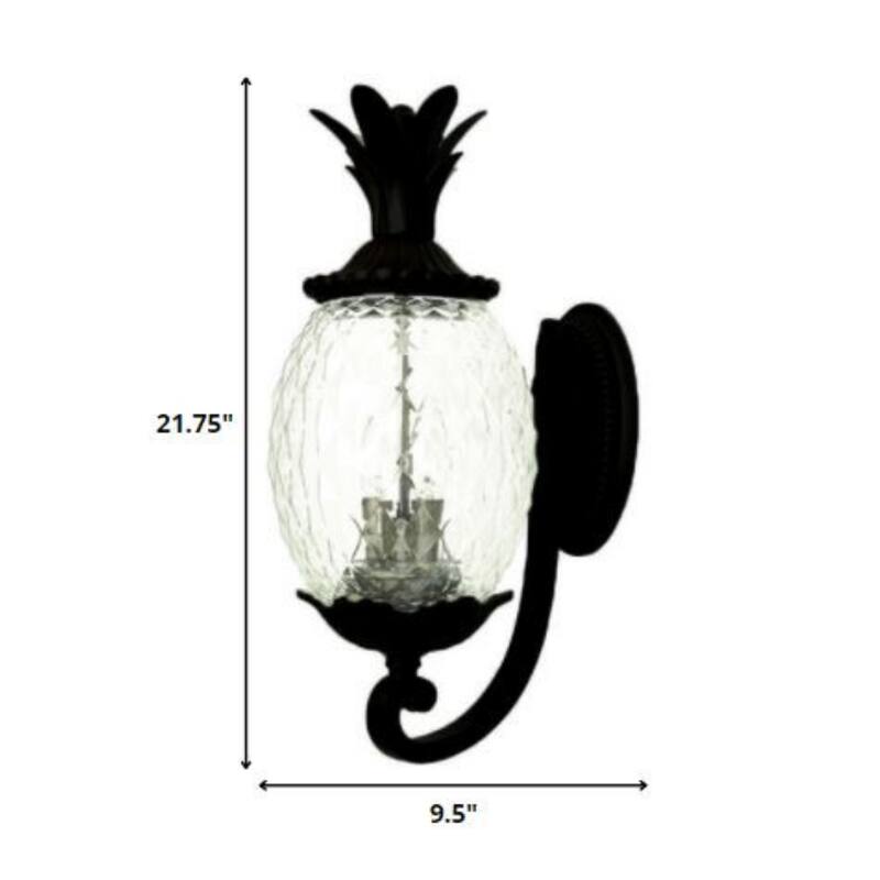Glass Pineapple Lantern Flush Mount Light Aluminum Dimmable - 12.50” x 9.50” x 21.75” (D x W x H)