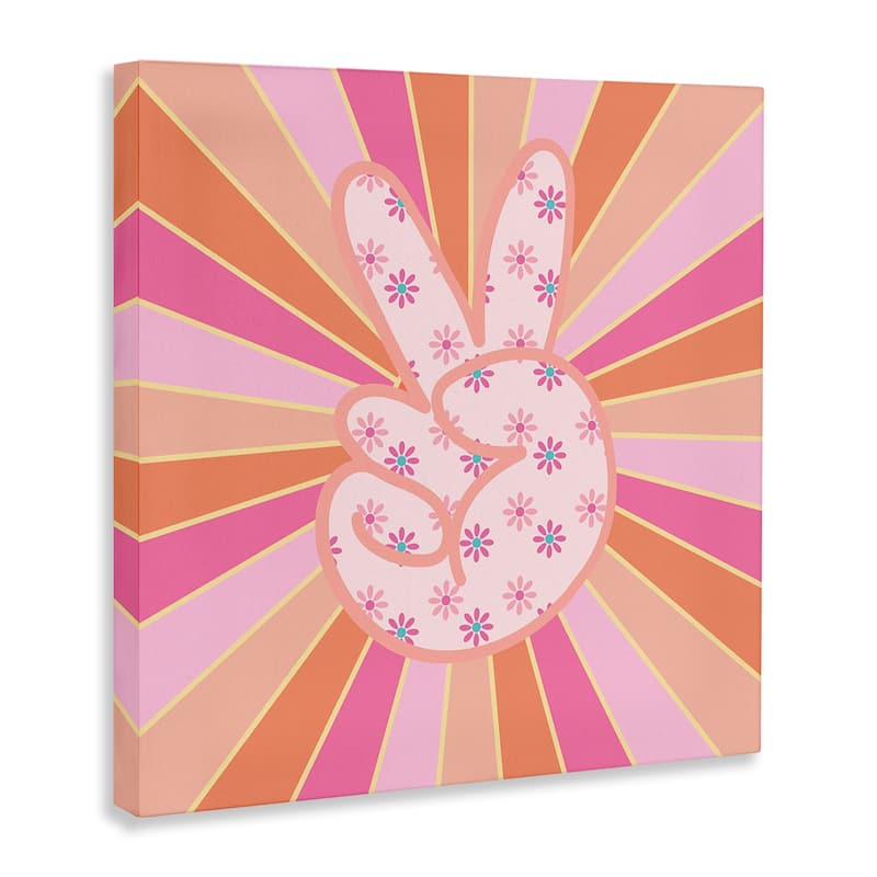Stupell Beaming Peace Sign Hand Canvas Wall Art Design By Jesse Keith