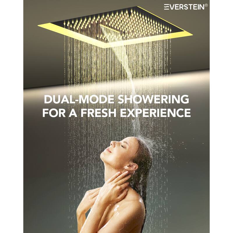 16 in LED Light Shower System Faucet Set LCD Digital Thermostatic Valve Kit Shower Head with Body Jets & Handheld Slider