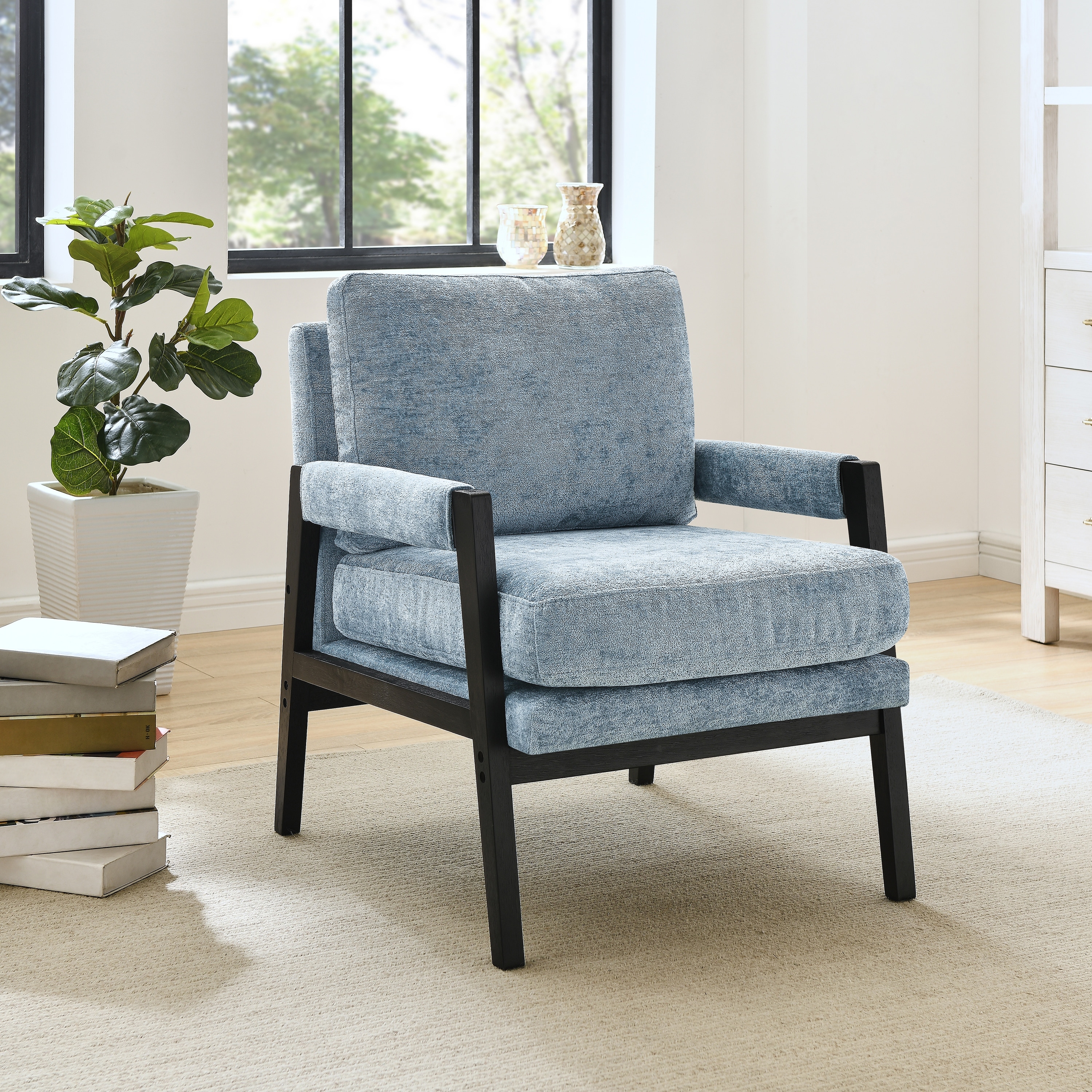 Roundhill Furniture Kelly Mid-Century Modern Chenille Upholstered Accent Armchair