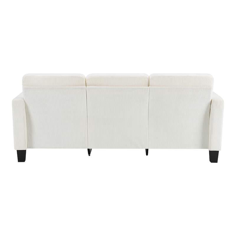 HomeRoots 84" White Corduroy Sofa