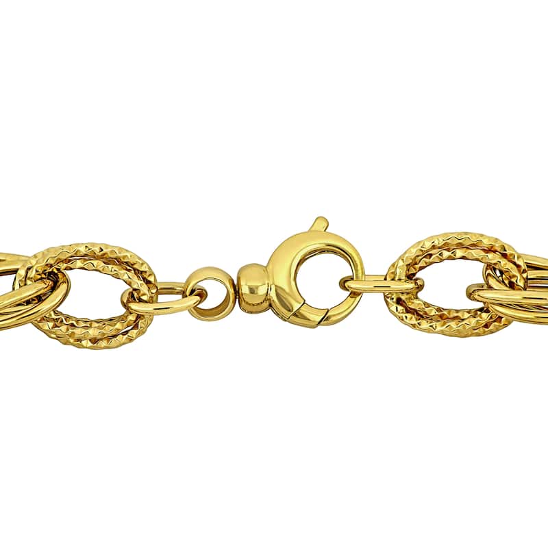 Miadora 9mm Hammered Oval Link Bracelet 14K Yellow Gold