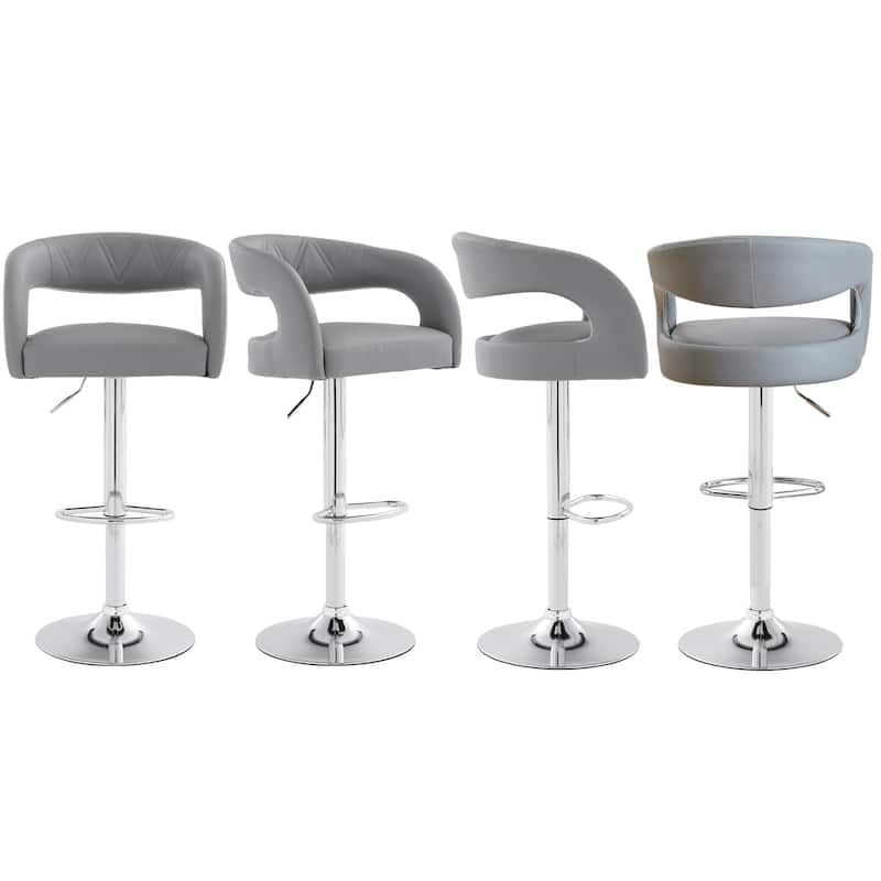 VECELO Set of 2 Rounded Mid-Back Swivel Bar Stools with Adjustable Height 360° Rotation 16" Base with Footrest