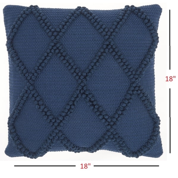 Navy Blue Textured Lattice Throw Pillow